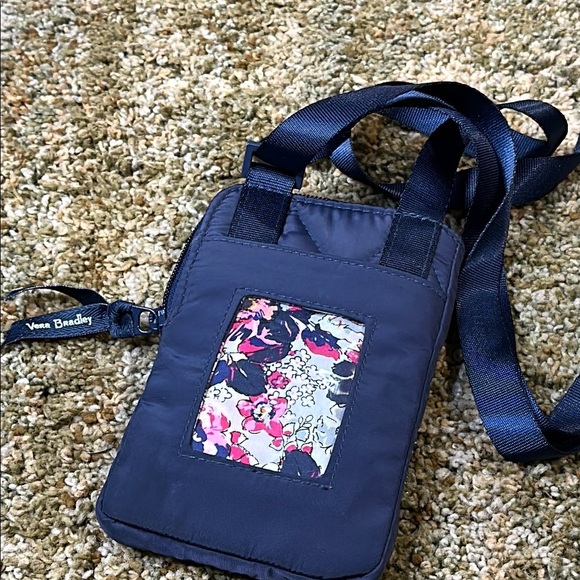 Vera Bradley Scroll Navy Ultralight RFID Petite Cellphone Crossbody NWOT - Picture 6 of 10